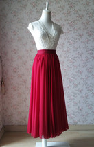 DARK RED Chiffon Maxi Skirt Women Full Maxi Chiffon Skirt Dark Red Wedding Skirt image 3