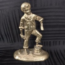  Vintage Cast Brass Shoe Shining Boy Figurine  - $15.00