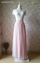 BLUSH PINK Tulle Maxi Skirt Bridesmaid Outfit Plus Size Bridesmaid Separate