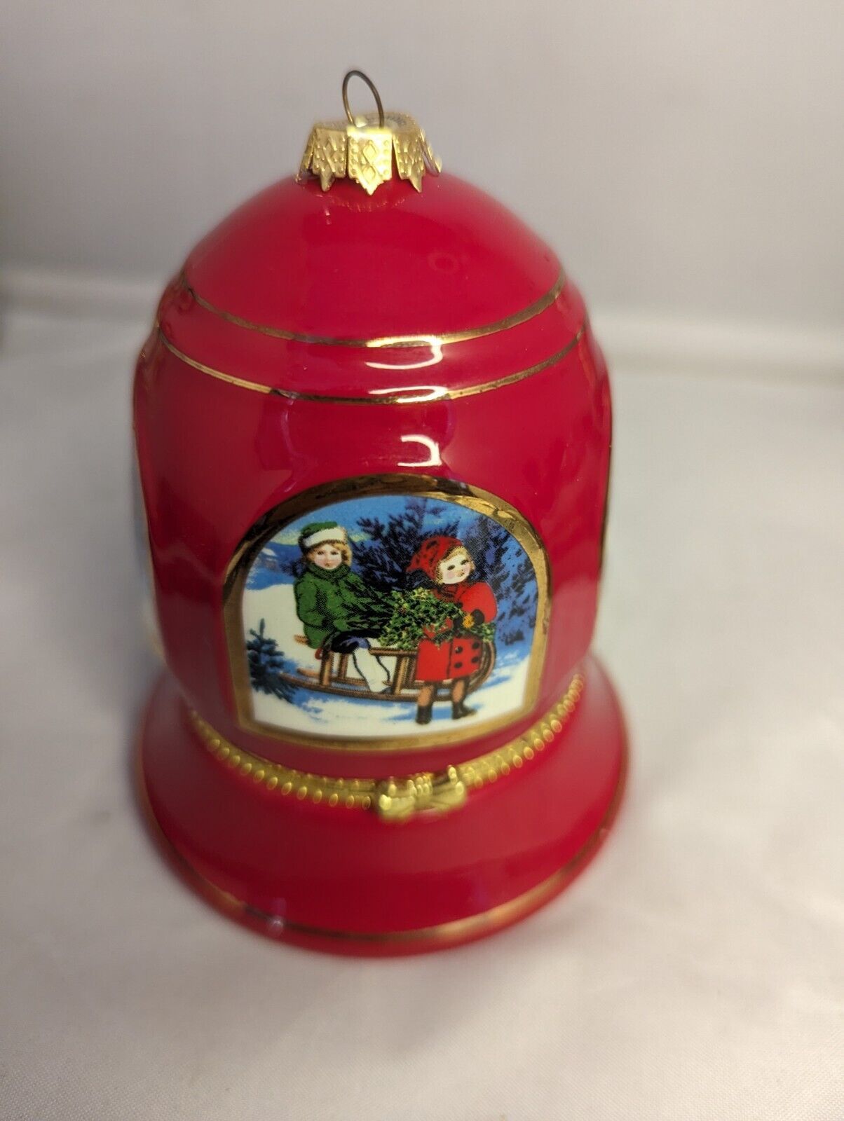 Mr. Christmas Bell Ornament Music Trinket Box Joy To The World  Children Horse - $25.88