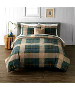 KING 4pc Cuddl Duds Home Forest Green PLAID Heavy Flannel Comforter Set - $250.00