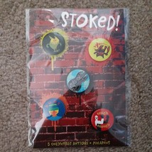 Vintage Hallmark Stoked Pinback Pins on Card - 5 Collectible Buttons - Macarons - $9.89