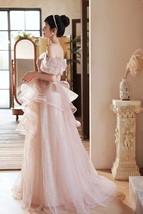 Ivory Strapless Wedding Bridesmaid Dresses Layered Tutu Maxi Wedding Dress Plus image 4