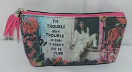 GANZ Brand The Trouble With Trouble Lady In White Print Makeup Bag image 1