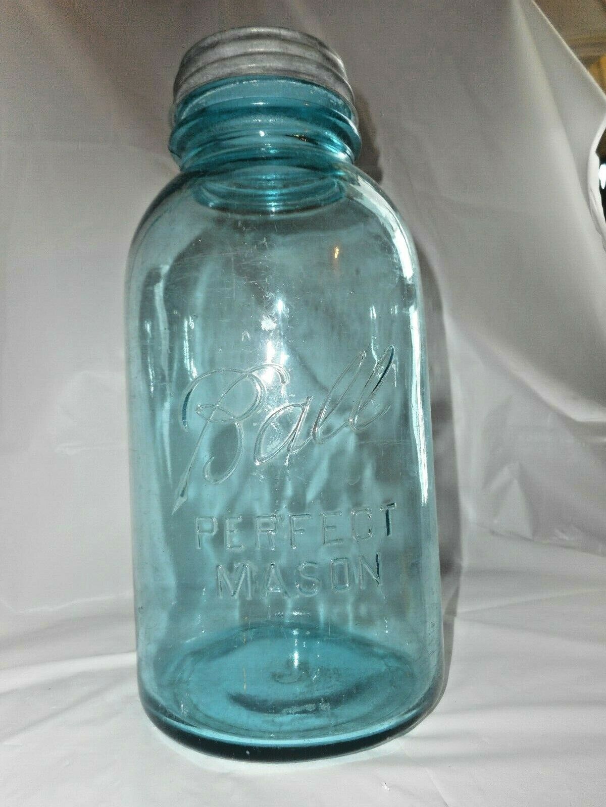 Vintage Aqua Blue Half Gallon Canning Jar with Zinc Lid - Ball Perfect –  ThriftyWhitney