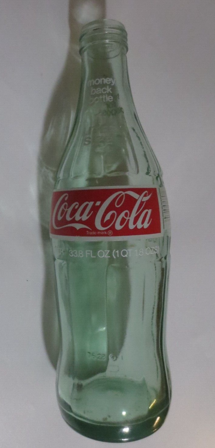 Coca Cola Coke 28 or 1 pt 12 Fl oz Glass Bottle Applied color label - Soda