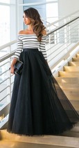 BLACK Long Maxi Tulle Skirt High Waisted Black Tulle Skirt Plus Size Black Skirt