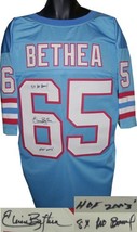 Elvin Bethea signed Blue TB Custom Stitched Pro Style Football Jersey dual 8X Pr - $109.95
