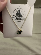 Disney Parks Mickey Mouse Faux Emerald May Birthstone Necklace Gold Color image 5