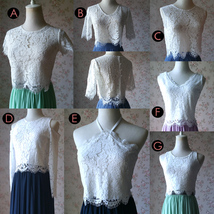 White Sleeveless Lace Tank Tops Bridesmaid Lace Top Crop Top Plus Size Lace Top image 4