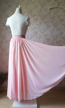 Plus Size Blush Pink Chiffon Skirt Wedding Chiffon Skirt Outfit Floor Length image 4