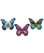 Butterfly Wall Plaques Set of 3 Metal 17.5&quot; Long with Wing Cut Outs Gard... - $64.34
