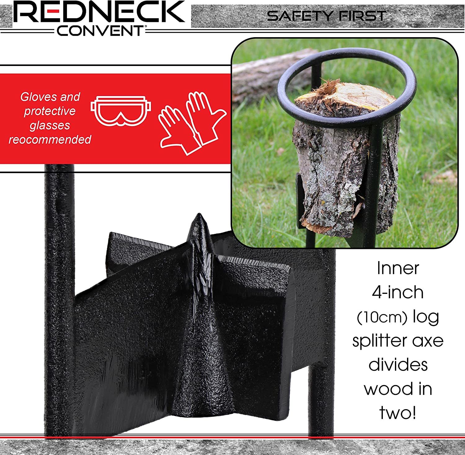 GREENER Dia.11'' Firewood Kindling Splitter Stand with Cover - Cast Steel  Manual Log Splitter Wedge, Heavy Duty Wood Splitter Tool, Safe Easy  Kindling