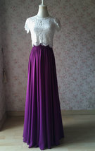 PLUM PURPLE Chiffon Maxi Skirt Outfit Womens Purple Chiffon Skirt Plus Size image 4