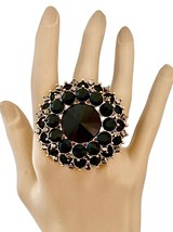 2" D Basic Black Cluster Crystal Oversized Statement Party Ring Goth Jewelry - $18.95