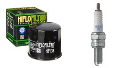 Oil Filter NGK Spark Plug Tune Up Kit For Suzuki QuadRunner 500 Eiger LT... - $15.98