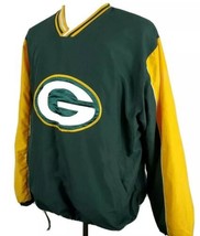 Green Bay Packers NFL Windbreaker Jacket Large Pullover Green Gold V-Nec... - $16.99