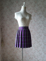 PURPLE PLAID SKIRT Women School Girl Pleated Skirt Mini Plaid Skirt New US0-US16 image 2