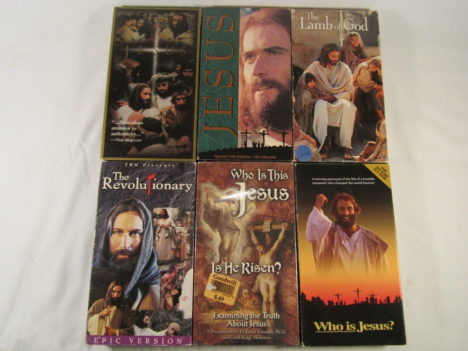 Lot of 6 VHS JESUS Movies WHO IS JESUS? Revolutionary LAMB OF GOD etc ...