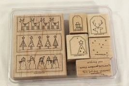 Stampin' Up! Festive Favorites Christmas Wood Rubber Stamps 2006 Retired - $12.99