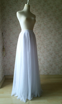 White Full Tulle Skirt White Floor Length Tulle Maxi Skirt Bridal Plus Size image 3