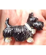 Black SCOTTY SCOTTISH TERRIER Dog Pin with Rhinestone Collar -Dimensiona... - $19.50