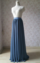Women DUSTY BLUE Chiffon Maxi Skirt High Waist Maxi Chiffon Wedding Maxi Skirt image 3