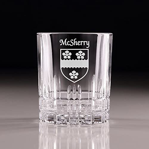 McSherry Irish Coat of Arms Perfect Serve Cut Glass Tumbler Set of 4