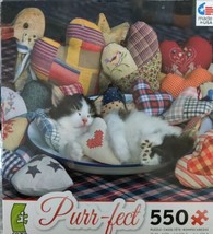 Ceaco Cat Purr Fect puzzle 550 pc Black white cat  - $7.76