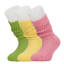 Colorful Cotton Kids Long Socks Knee High Slouch Socks 3 Pairs 3-12 Year... - $16.99