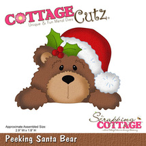Peeking Santa Bear Cottage Cutz Die. Card Making. Scrapbooking CLEARANCE