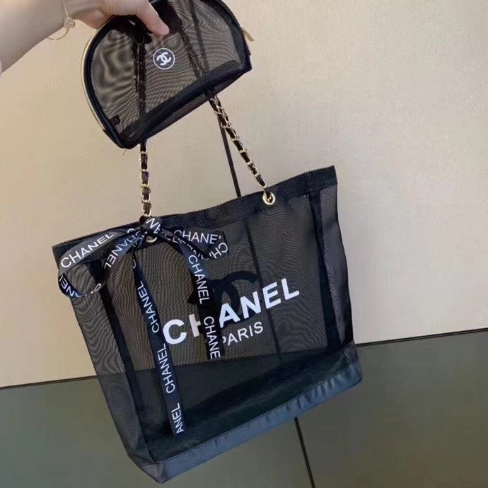 Brand New Chanel VIP Gift Bag Shoulder Bag Mesh Tote Bag Make Up Bag ...