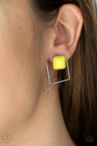 Paparazzi Flair and Square Yellow Post Earrings - New - $4.50