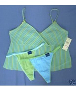 New sz LG VALERIE STEVENS Silk Camisole 2 thongs cotton L - $14.00
