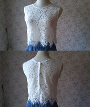 White Lace Sleeveless Crop Top Wedding Bridesmaid Sleeveless Lace Tops Plus Size image 1