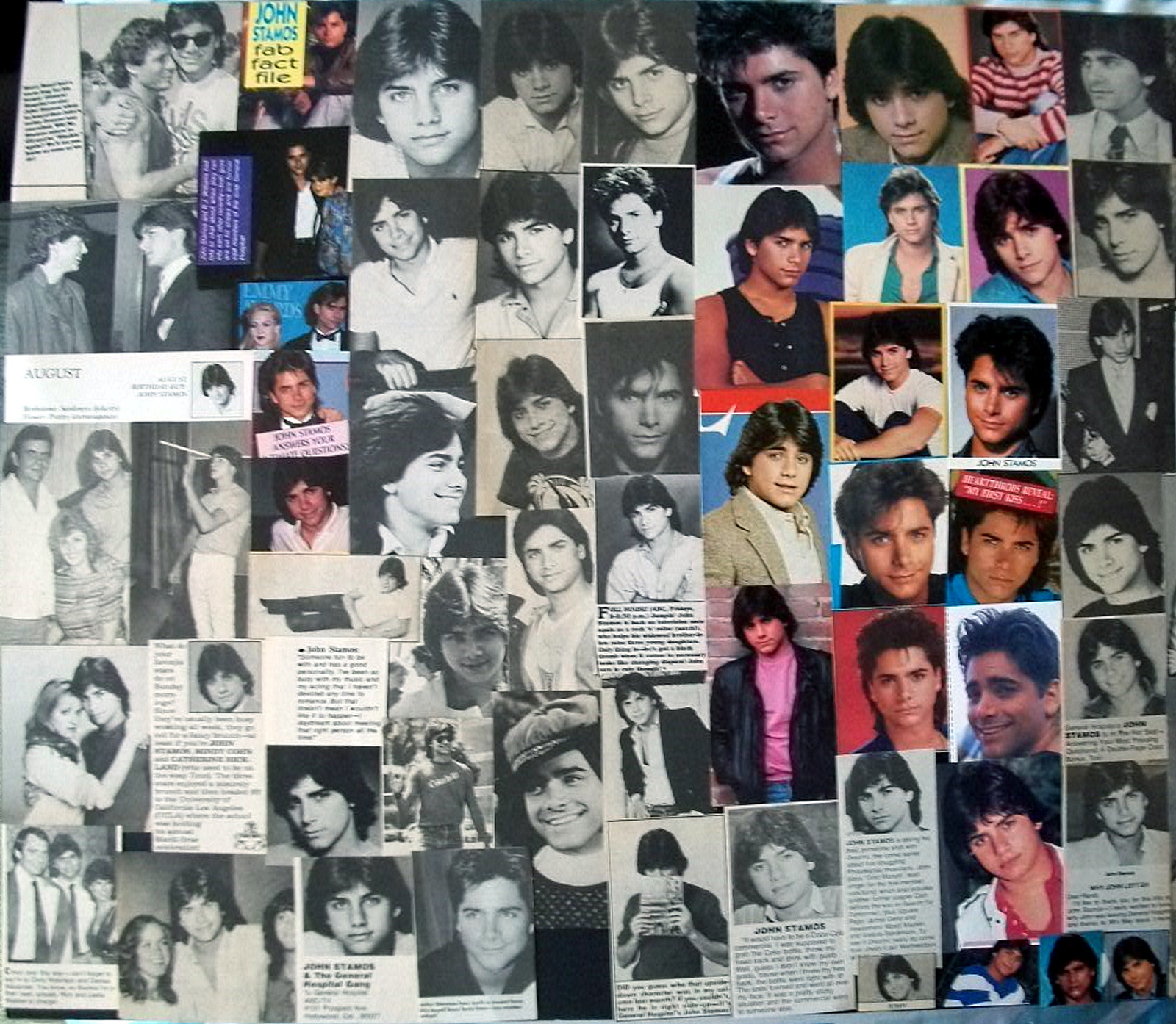JOHN STAMOS (153) Color and B&W Vintage CLIPPINGS from 19821993