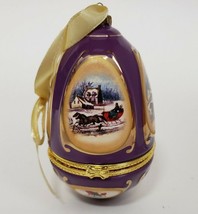Valerie Parr Purple Porcelain Musical Egg Ornament w box Mr Christmas 2008 - $12.99