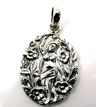 Embossed girl image inscribed 925 sterling silver pendant - $66.50