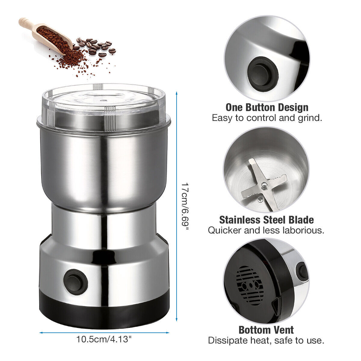 MINI Electric Coffee Bean Grinder Nut Seed Herb Grind Spice Crusher Mill  Blender