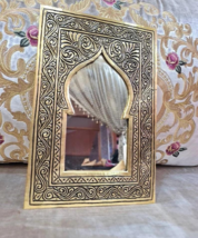 Set of 4 Small Moroccan Mirrors, Brass Wall Mirror, Golden Engraved Mirror - $93.14+