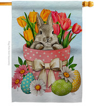 Bunny With Tulips House Flag Easter 28 X40 Double-Sided Banner - $36.97
