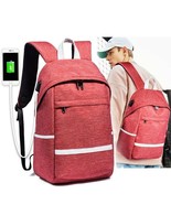 Men's Canvas Backpack Vintage USB Charging Laptop Waterproof Travel School Bag - $56.99