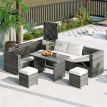 Outdoor 6-Piece Sofa Set, Garden Patio Wicker Sectional Set - $1,294.91