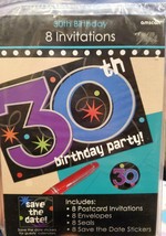 30th Birthday Party Invitations (8) ~ Includes Envelopes, Seals & Save The Dates - $4.99