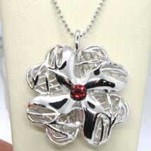 925 STERLING SILVER NECKLACE WORKED BIG FOUR LEAF CLOVER PENDANT, MARIA ... - $414.00