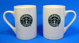 Starbucks Coffee Tea Mugs Mug Cups Set of 2 White 2008 Mermaid Siren Logo 10 oz - $29.65