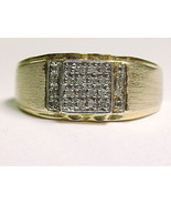 MEN'S DESIGNER Signed GOLD on Sterling Vintage RING with 20 Genuine DIAMONDS  - $395.00