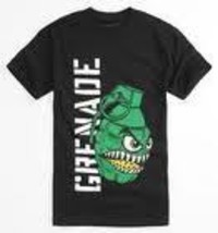 MEN&#39;S GUYS GRENADE CHOMPER TEE SHIRT BLACK W/ GREEN GRENADE ANGRY FACE N... - $17.99