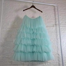 Ocean Blue Layered Tulle Skirt Outfit High Waisted Tulle Skirt Wedding Outfit