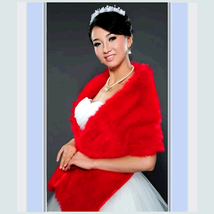 Long Red Dyed Mink Faux Fur Wrap Stole